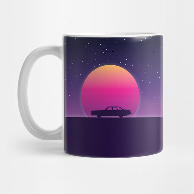 80s Retro Sunset Car by TheVintageChaosCo.